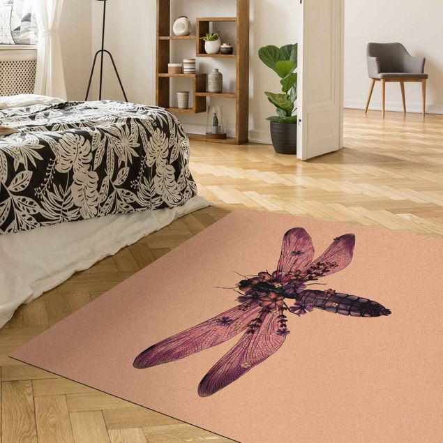 Teppich modern Illustration florale Libelle