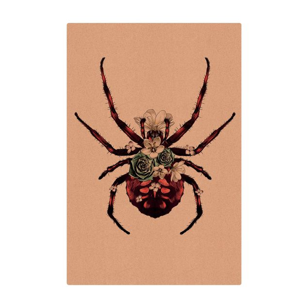 Kork-Teppich - Illustration florale Spinne - Hochformat 2:3