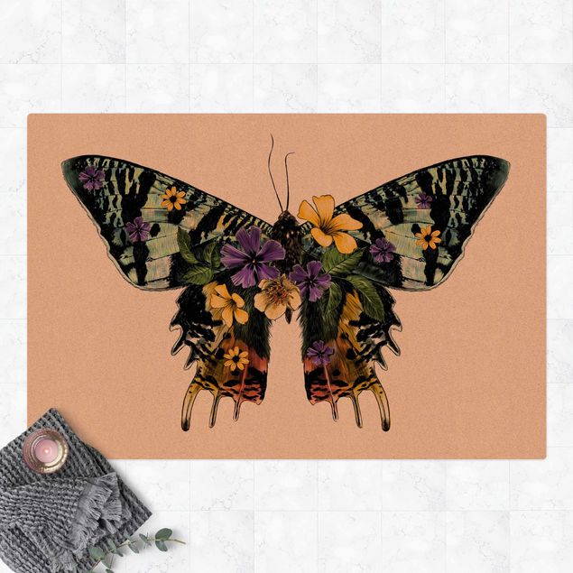 Teppiche Illustration floraler Madagaskar Schmetterling