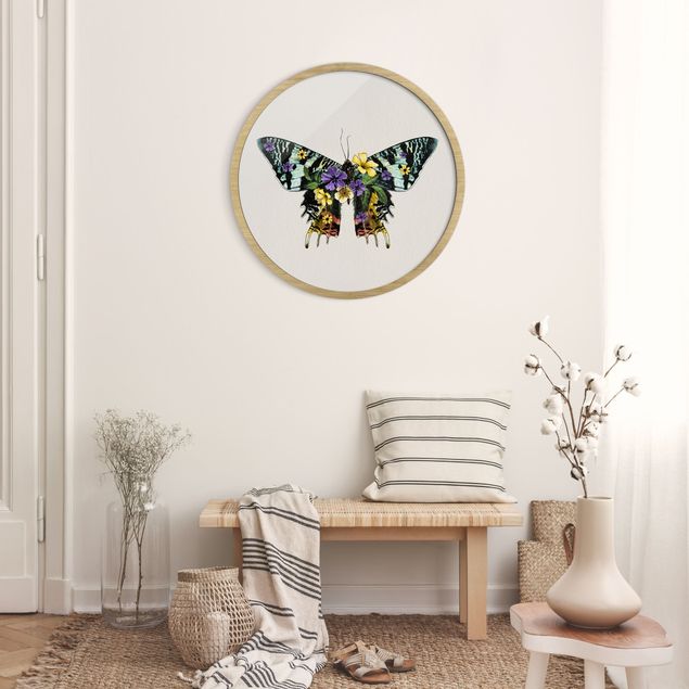 Wandbilder Tiere Illustration floraler Madagaskar Schmetterling