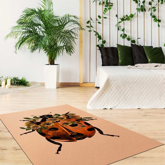 Moderne Teppiche Illustration floraler Marienkäfer