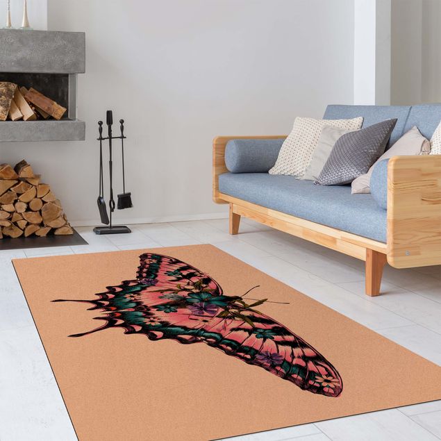Teppich modern Illustration floraler Tiger Schwalbenschwanz