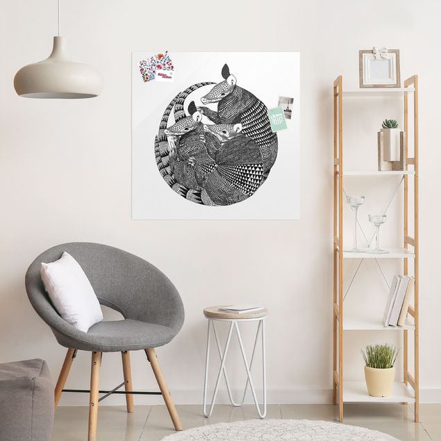 Wandbilder Tiere Illustration Gürteltiere Schwarz Weiß Muster