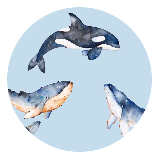 Tiertapete Illustrierte Wale als Aquarell