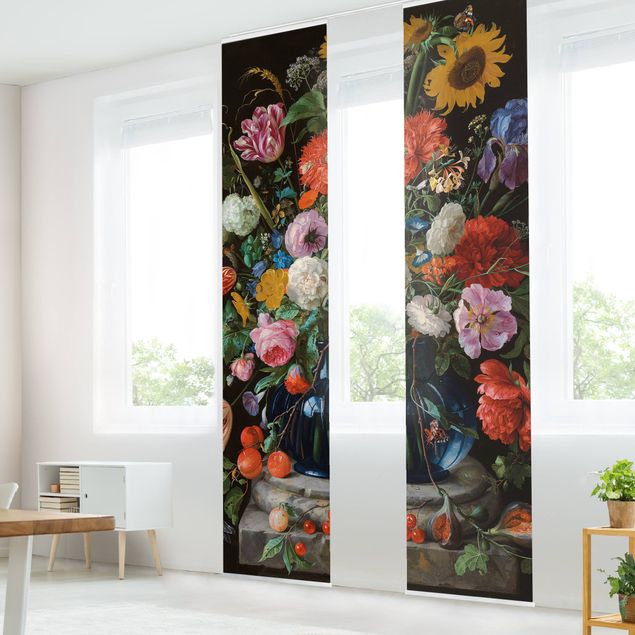 Schiebegardinen mit Motiv 3-teilig Jan Davidsz de Heem - Glasvase mit Blumen