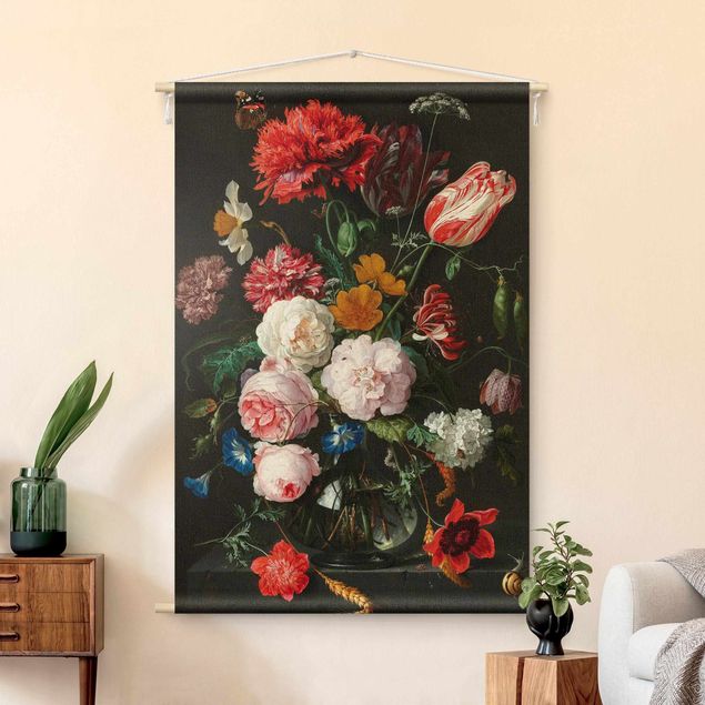 Wandteppich Vintage Jan Davidsz de Heem - Stillleben mit Blumen in einer Glasvase