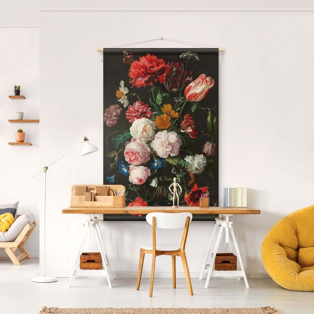 Wandteppich modern Jan Davidsz de Heem - Stillleben mit Blumen in einer Glasvase