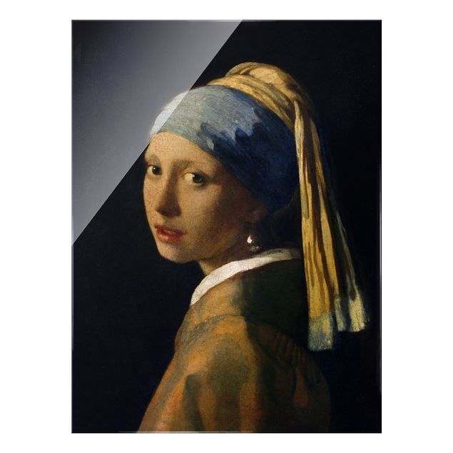 Bilder auf Glas Jan Vermeer van Delft - Das Mädchen mit dem Perlenohrgehänge