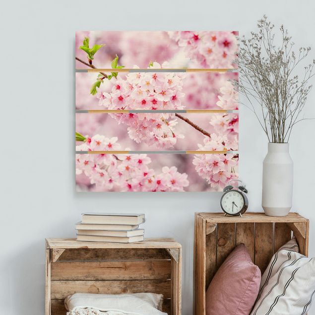 Holzbilder mit Blumen Japanische Kirschblüten