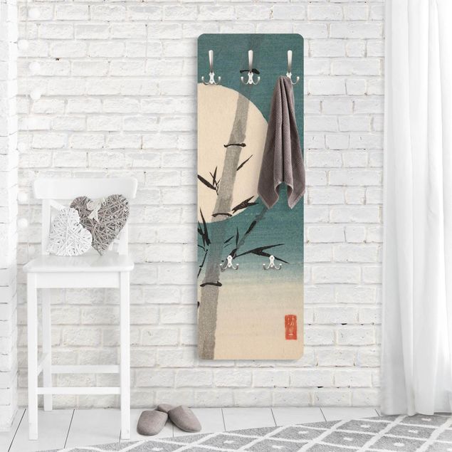 Garderobenpaneel Japanische Zeichnung Bambus und Mond