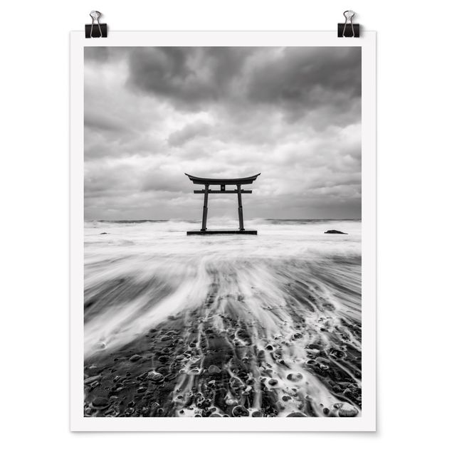 Poster Japanisches Torii im Meer