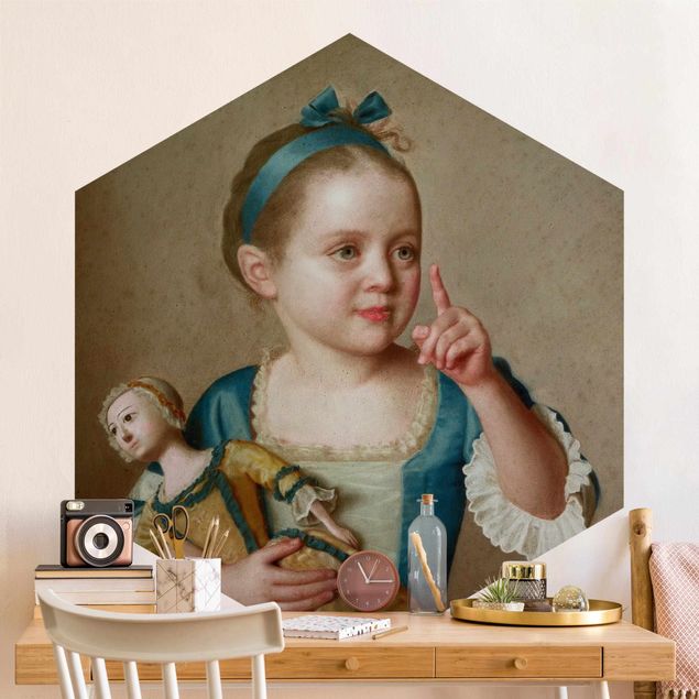 Abstrakte Tapete Jean Etienne Liotard - Mädchen mit Puppe