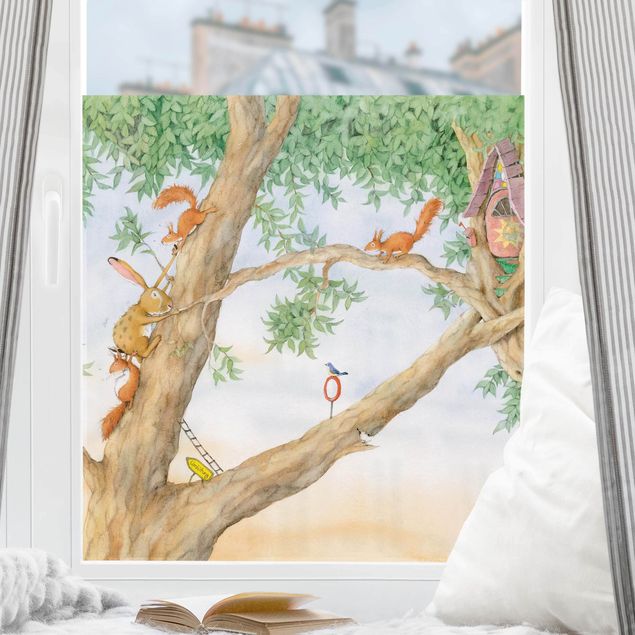 Fensterfolie Farbig Josi Hase - Wohnung der Eichhörnchen