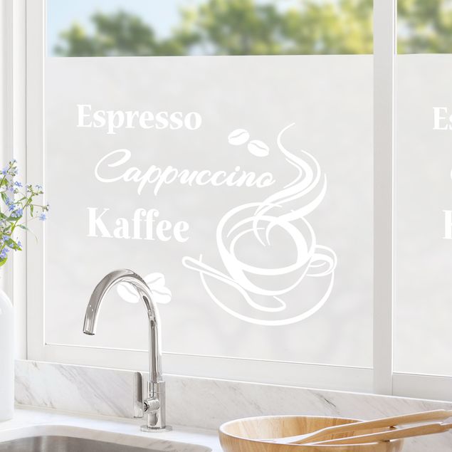 Fensterfolie Matt Kaffeepause - Espresso Cappuccino Kaffee II
