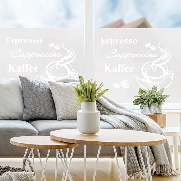 Fensterfolie Wohnzimmer Kaffeepause - Espresso Cappuccino Kaffee II