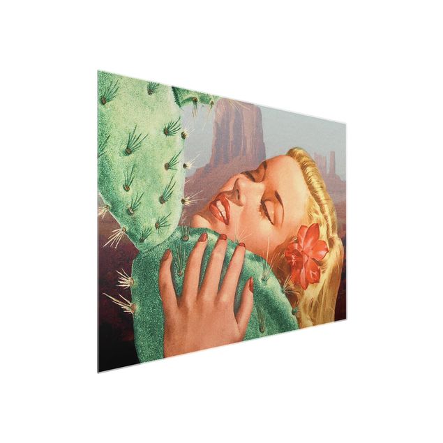 Glas Wandbilder Kaktus-Liebe