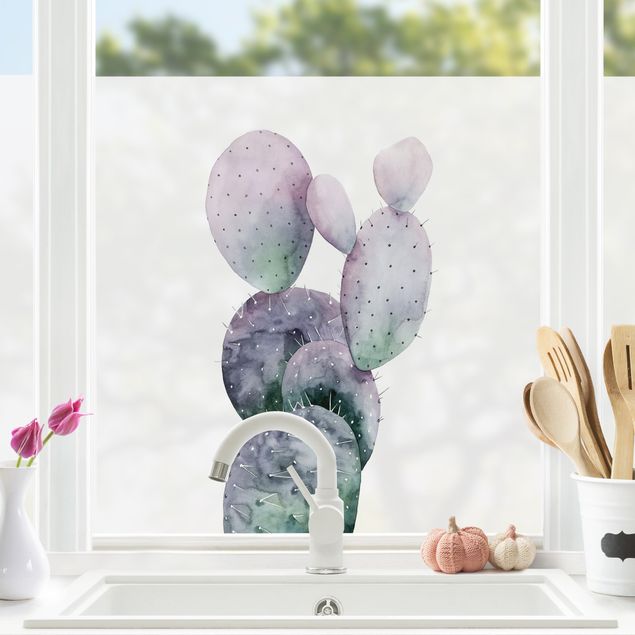 Fensterfolie Farbig Kaktus in Lila I