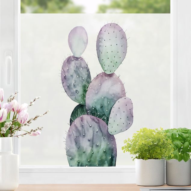 Fensterfolie Farbig Kaktus in Lila II