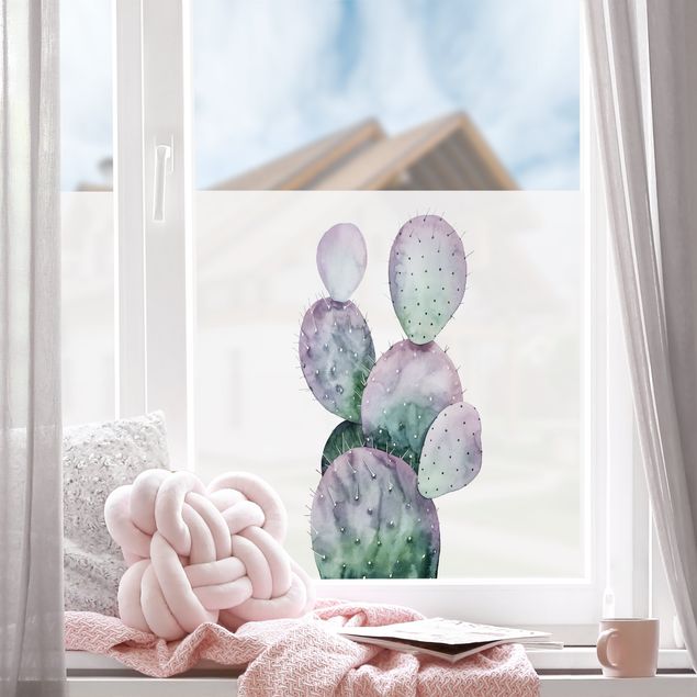 Fensterfolie Wohnzimmer Kaktus in Lila II