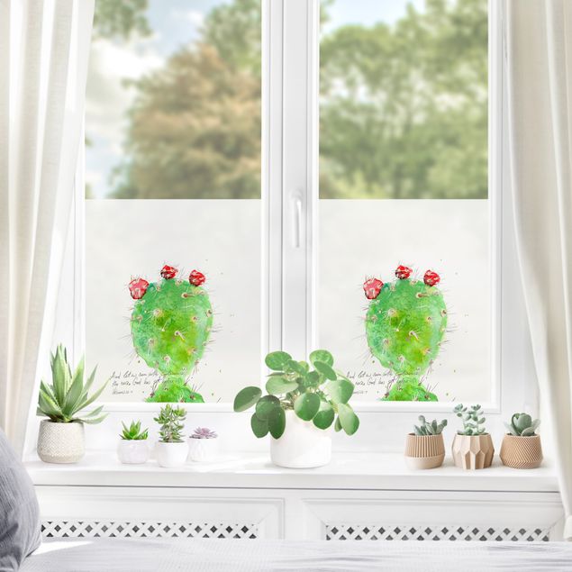 Fenstertattoo grün Kaktus mit Bibelvers IV