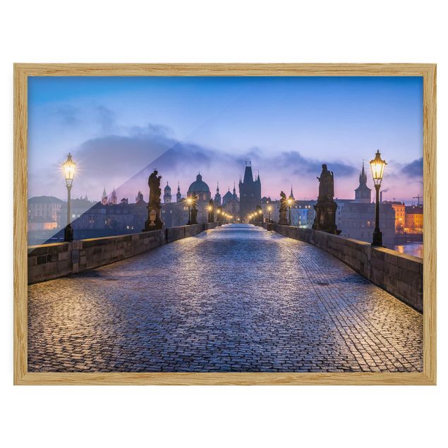 Bild mit Rahmen - Karlsbrücke in Prag - Querformat
