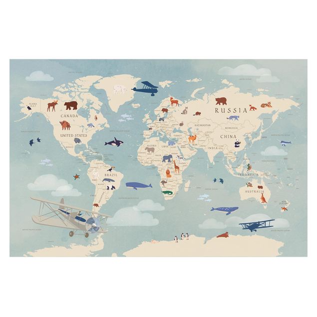 Design Tapete Karte mit Tieren der Welt