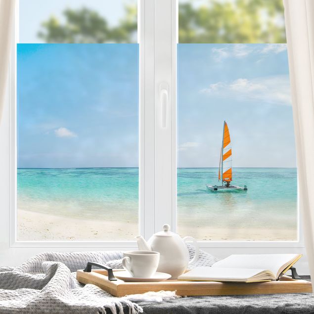 Fensterbild Landschaft Katamaran auf dem Indischen Ozean