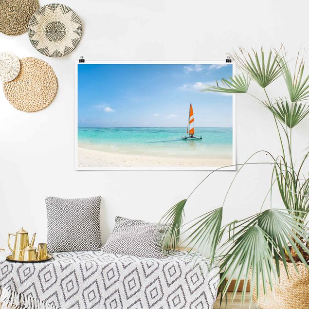 Strand Poster Katamaran auf dem Indischen Ozean