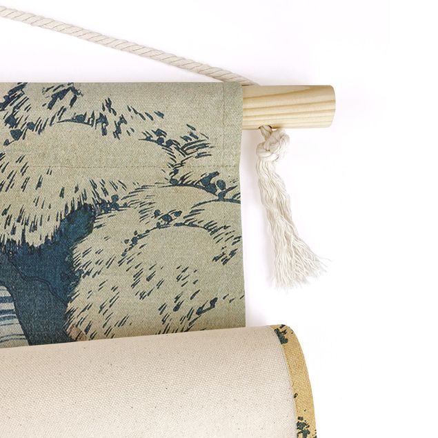 Wandtuch Kunst Katsushika Hokusai - Der Wasserfall von Amida