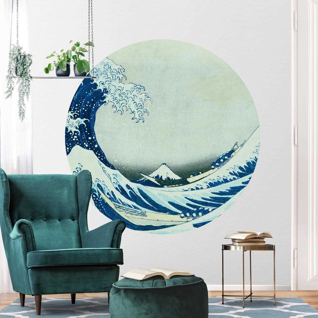 Fototapete rund Katsushika Hokusai - Die grosse Welle von Kanagawa