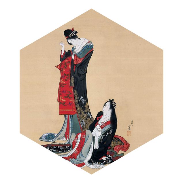 Fototapete Katsushika Hokusai - Zwei Kurtisanen