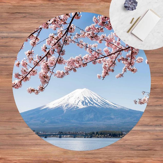 outdoor-teppich wetterfest Kirschblüten mit Berg Fuji