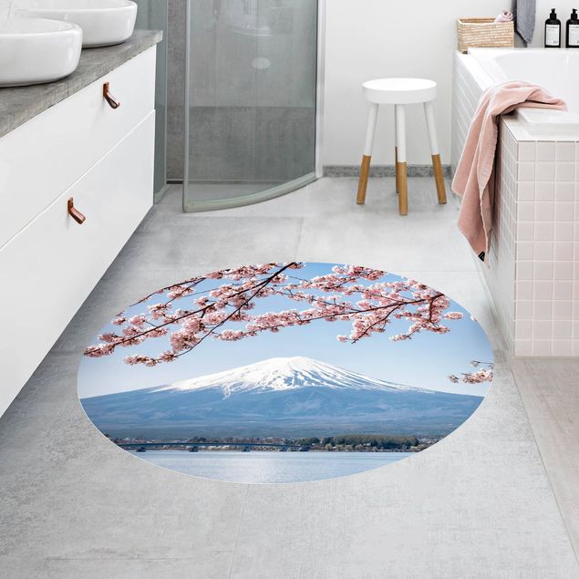 Teppich modern Kirschblüten mit Berg Fuji