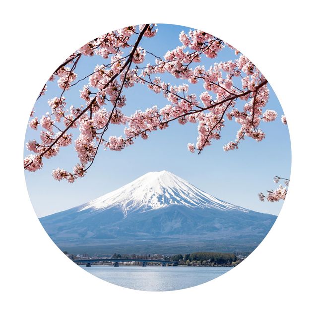 Teppich Natur Kirschblüten mit Berg Fuji