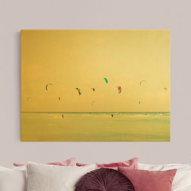 Leinwandbilder Wohnzimmer modern Kitesurfer auf dem Meer