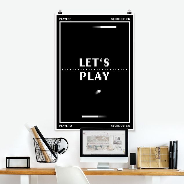 Schwarz-Weiß Poster Klassik Videospiel in Schwarzweiß Let's Play