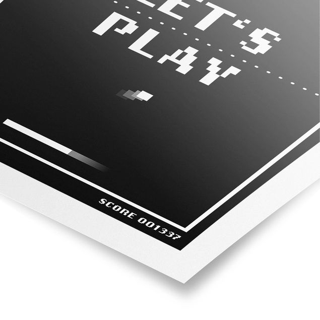 Poster - Klassik Videospiel in Schwarzweiß Let's Play - Hochformat 2:3