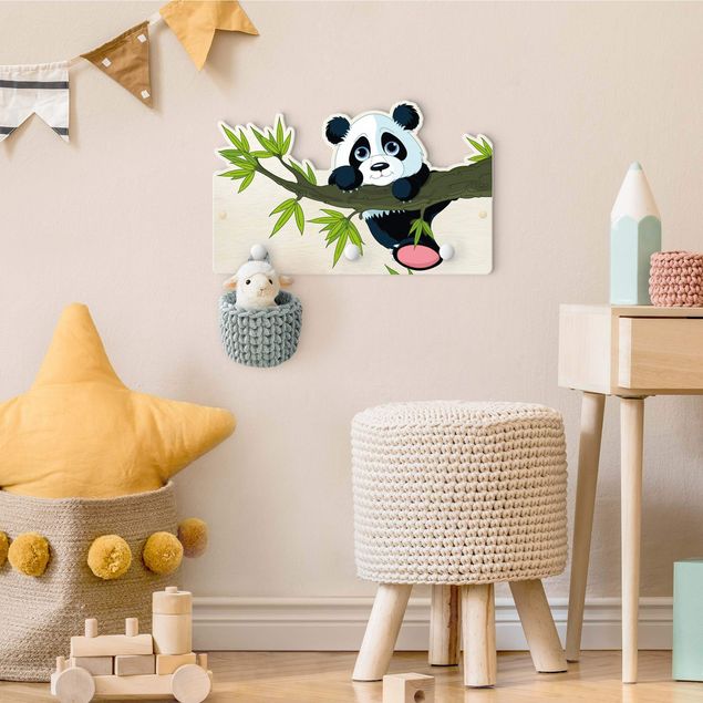 Wandgarderobe mit Tieren Kinderzimmer Kletternder Panda