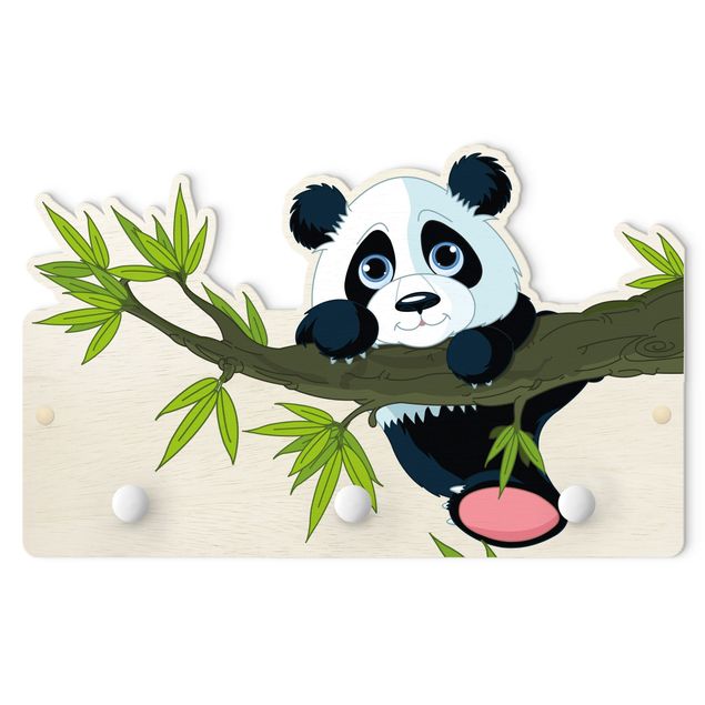 Garderobe Kinderzimmer weiß Kletternder Panda