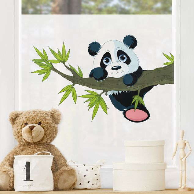 Fensterfolie Farbig Kletternder Panda
