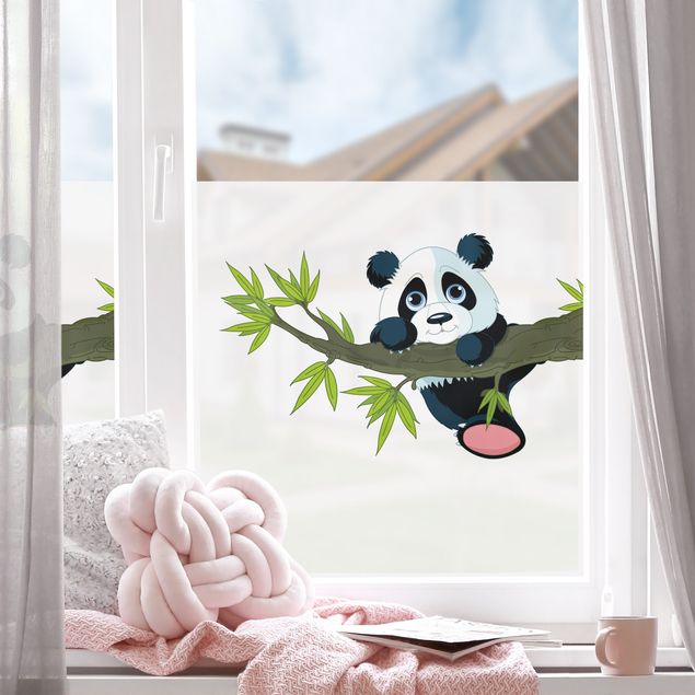 Fensterfolie Wohnzimmer Kletternder Panda