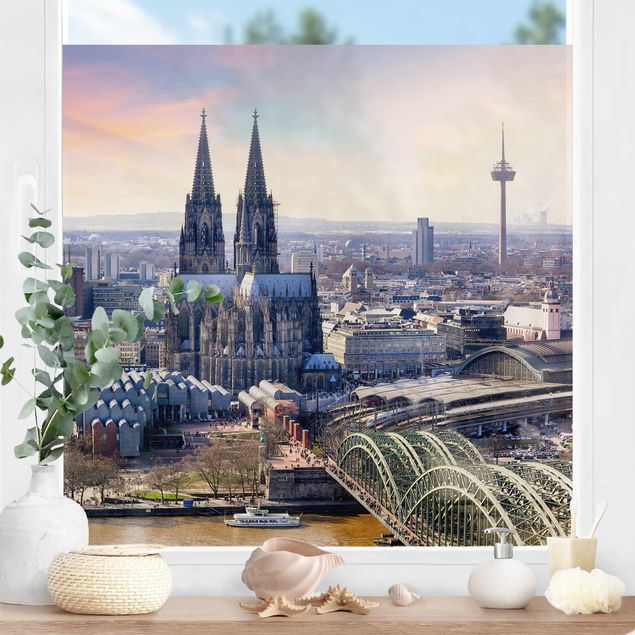 Fensterfolie Farbig Köln Skyline mit Dom