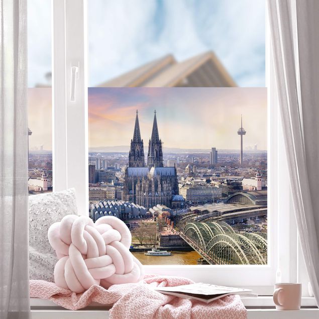 Fensterfolie Wohnzimmer Köln Skyline mit Dom