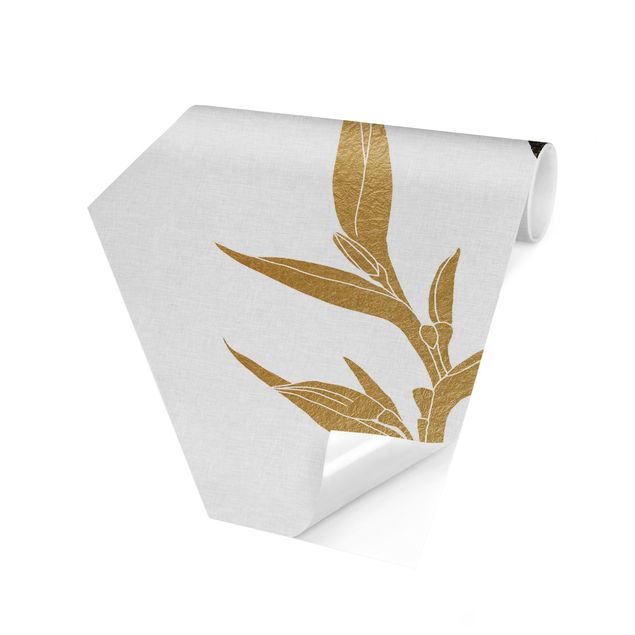 Design Tapete Kolibri und tropische goldene Blüte II