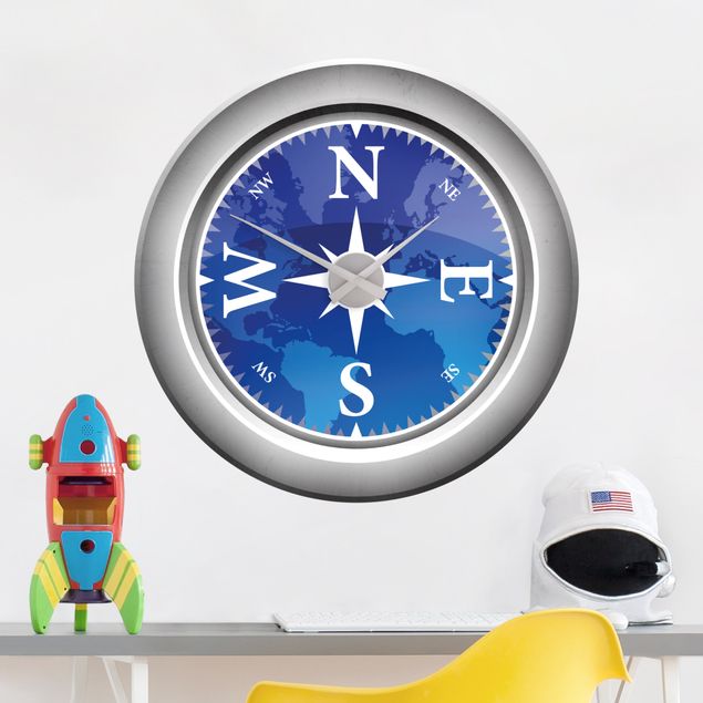 Wandaufkleber Kompass Uhr