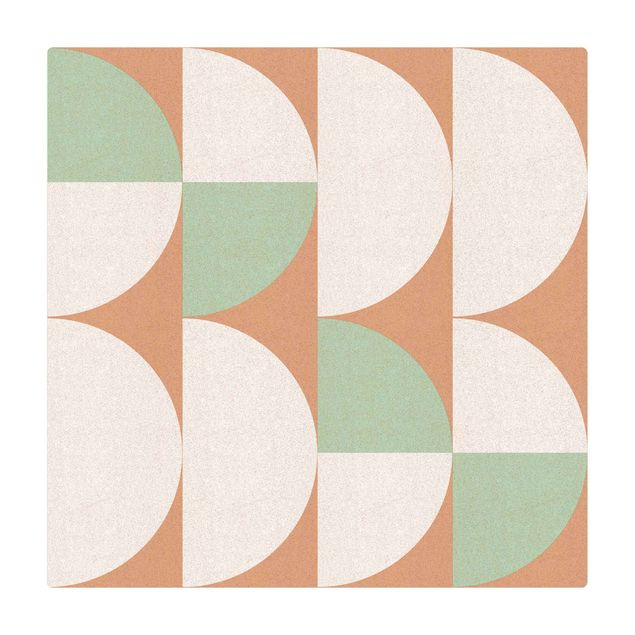 Kork-Teppich - Komposition Mintgrüner Viertelkreise - Quadrat 1:1