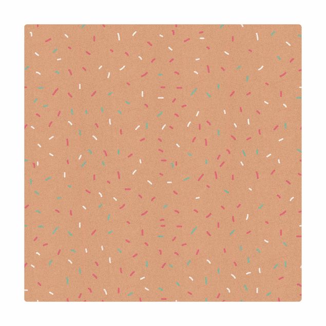 Kork-Teppich - Konfettischnipsel Melone - Quadrat 1:1