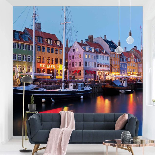 Fototapete modern Kopenhagener Hafen am Abend