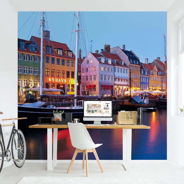 Design Tapete Kopenhagener Hafen am Abend
