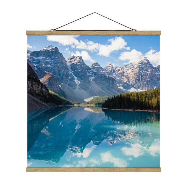 Stoffbild mit Posterleisten - Kristallklarer Bergsee - Quadrat